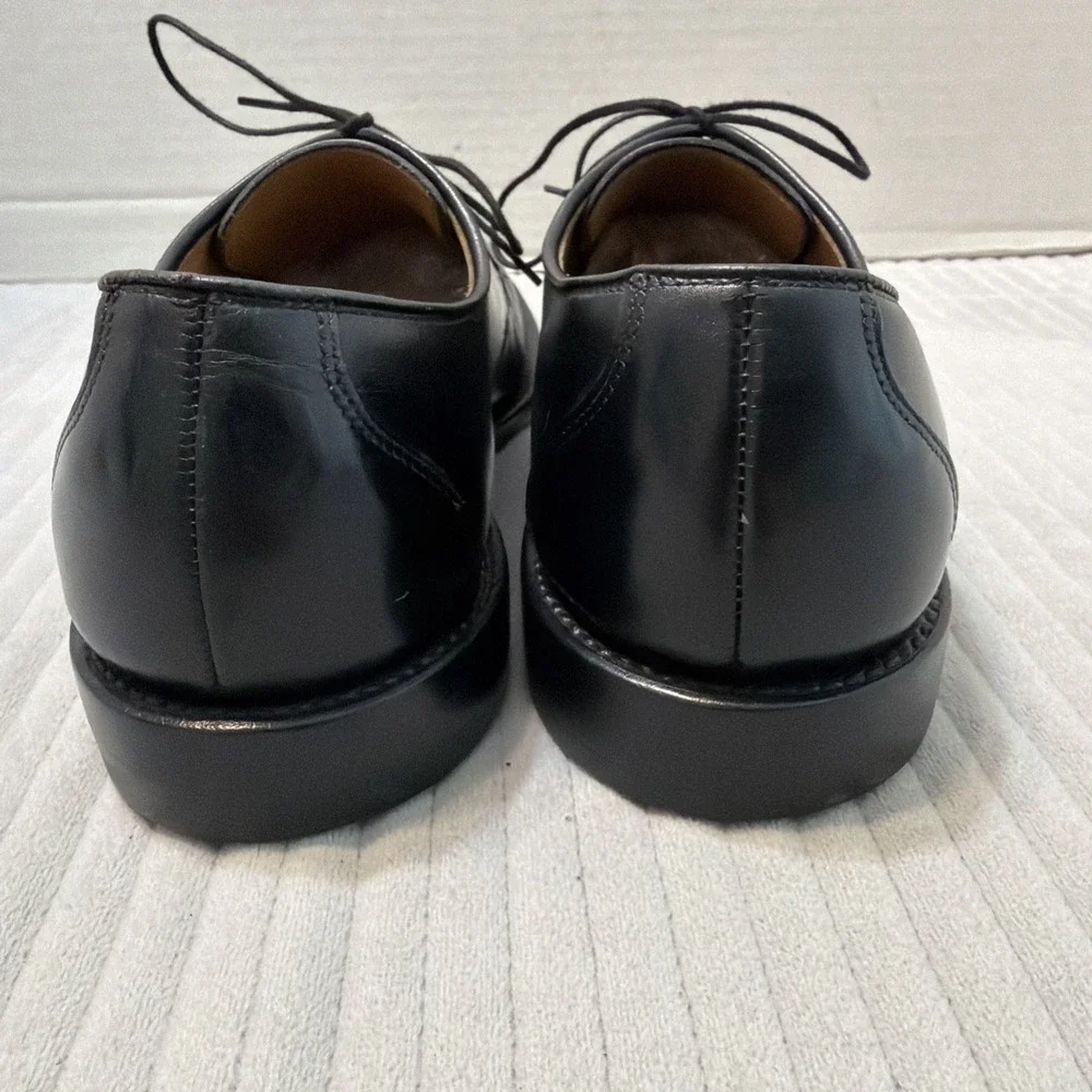 Allen Edmonds Burton Mens 11 B Black Leather Moc Toe Oxford Derby Dress Shoes